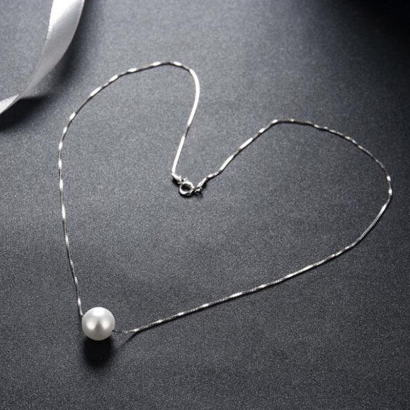 Xiaomi Silver color Jewelry Simple Hot Fashion 10mm Simulated Pearl Chain Necklace kolye collares bijoux femme