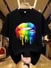 Wds01108lip Printing Plus Size Unisexs Round Neck Tshirt Summer Casual Street Fashion Unisexs Joker Short Sleeve Tshirt