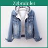 Coat Women Jeans Jackets Denim Hooded Autumn Winter Thick Fleece Fur Plush Lining Short Tops Vintage Long Sleeve