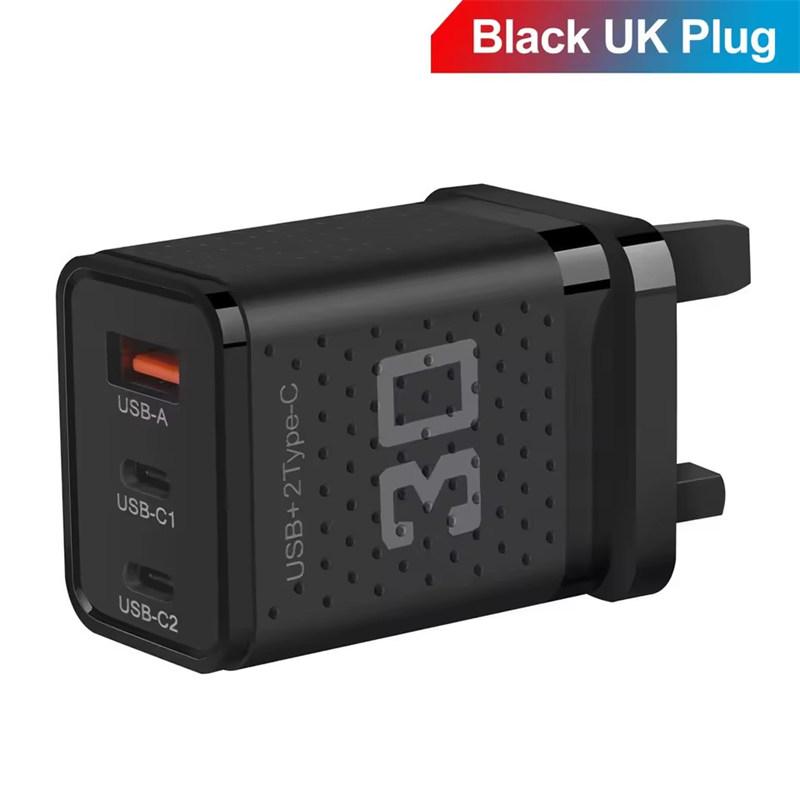 USB Type C Charger 30W 3 Port Fast Charging Phone Charger Adapter For iPhone Samsung Xiaomi Huawei QC3.0 EU/US Plug Wall Charger