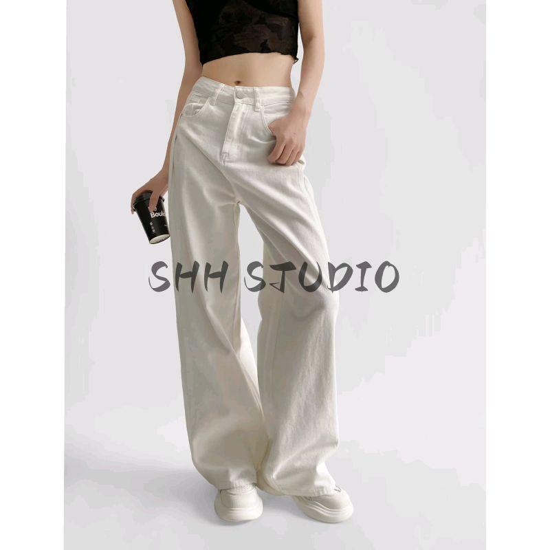 Summer New Arrival Women's Clothing American Retro High Waist Slim Looking Drape Narrow Version Loose Casual Denim Mop Trousers