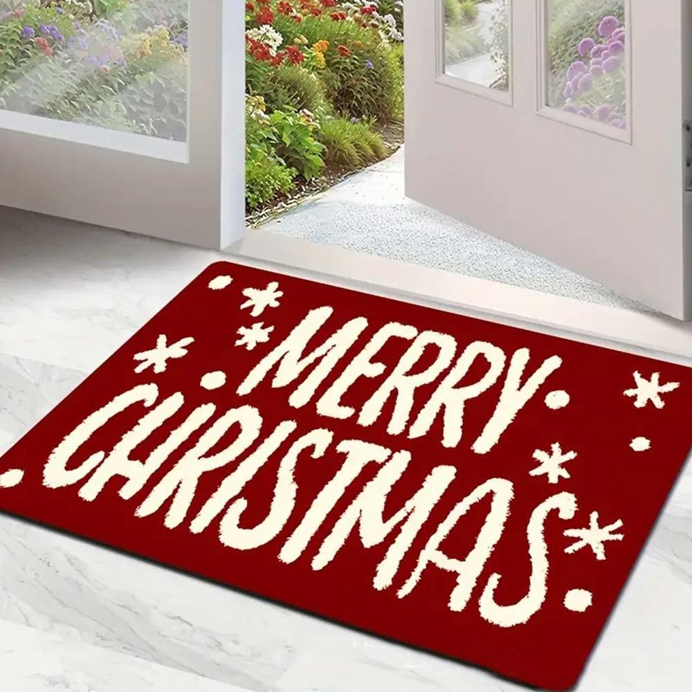 Water-absorbing Christmas Door Mat Gingerbread Man Pattern Santa Claus Design Anti-slip Pad Christmas Decor Foot Mat Home Decor