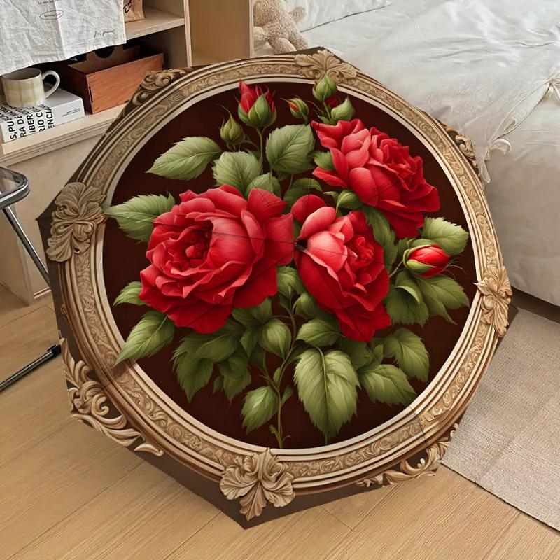 1 Stück Rose in verziertem Rahmen Regenschirm mit Kunststoffgriff, Geeignet für alle Jahreszeiten Zuhause Reise Outdoor RegenschirmDD1239