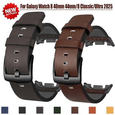 Leather Strap for Samsung Galaxy Watch 8 40 44mm/8 Classic /Ultra 2 Bracelet Belt No Gaps Quick Fit Watchband Wristband Straps