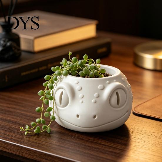 Small Foliage Plant Holder Lizard-Shaped Planter, 3D Printed Cute Animal Flower Pot, Compact Pot Gift Desk Container for Indoor Bookshelf, Desktop,
