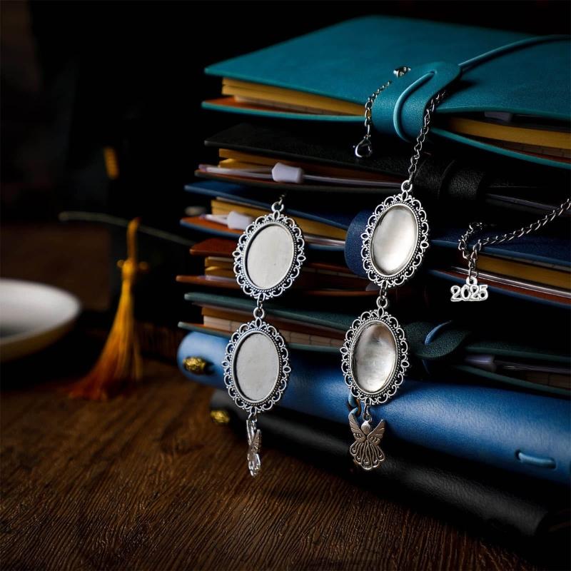 Graduation Cap Tassel Memorial Photo Charm Oval Antique Photo Chain Charm for Cap and Gown Ceremony Charm Easy to Use