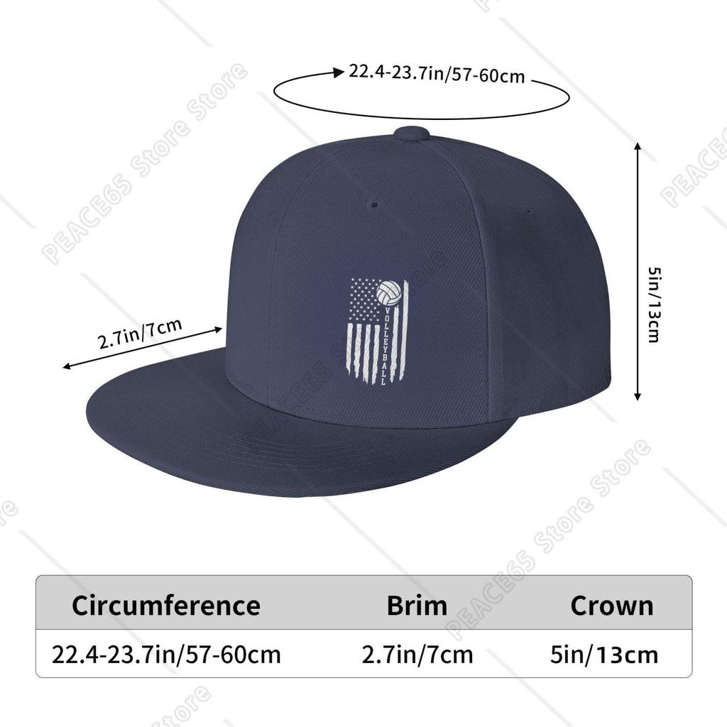 USA Flag Volleyballs Hat Adjustable Snapback Flat Bill Hats Funny Baseball Cap Unisex Women White