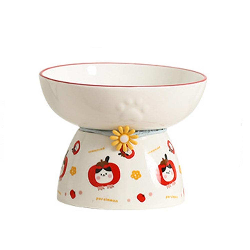 

Ceramic Cat Bowl Cute Dog Food Feeding Basin Pet Supplies Pet High Foot Bowl Neck Protection красный