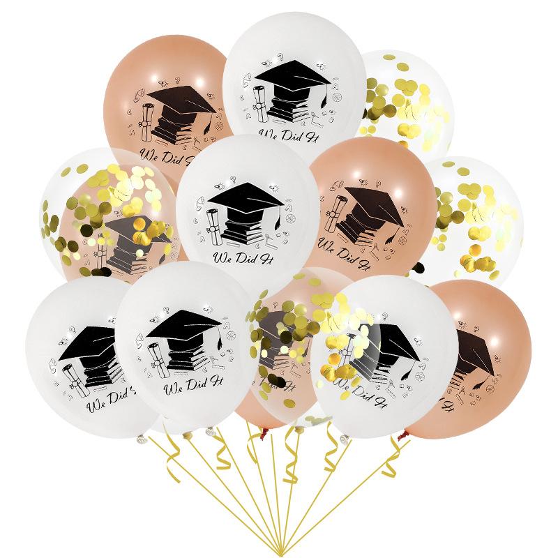 Graduation season theme decoration graduation latex balloon set gold confetti combination balloon congratulations graduation party