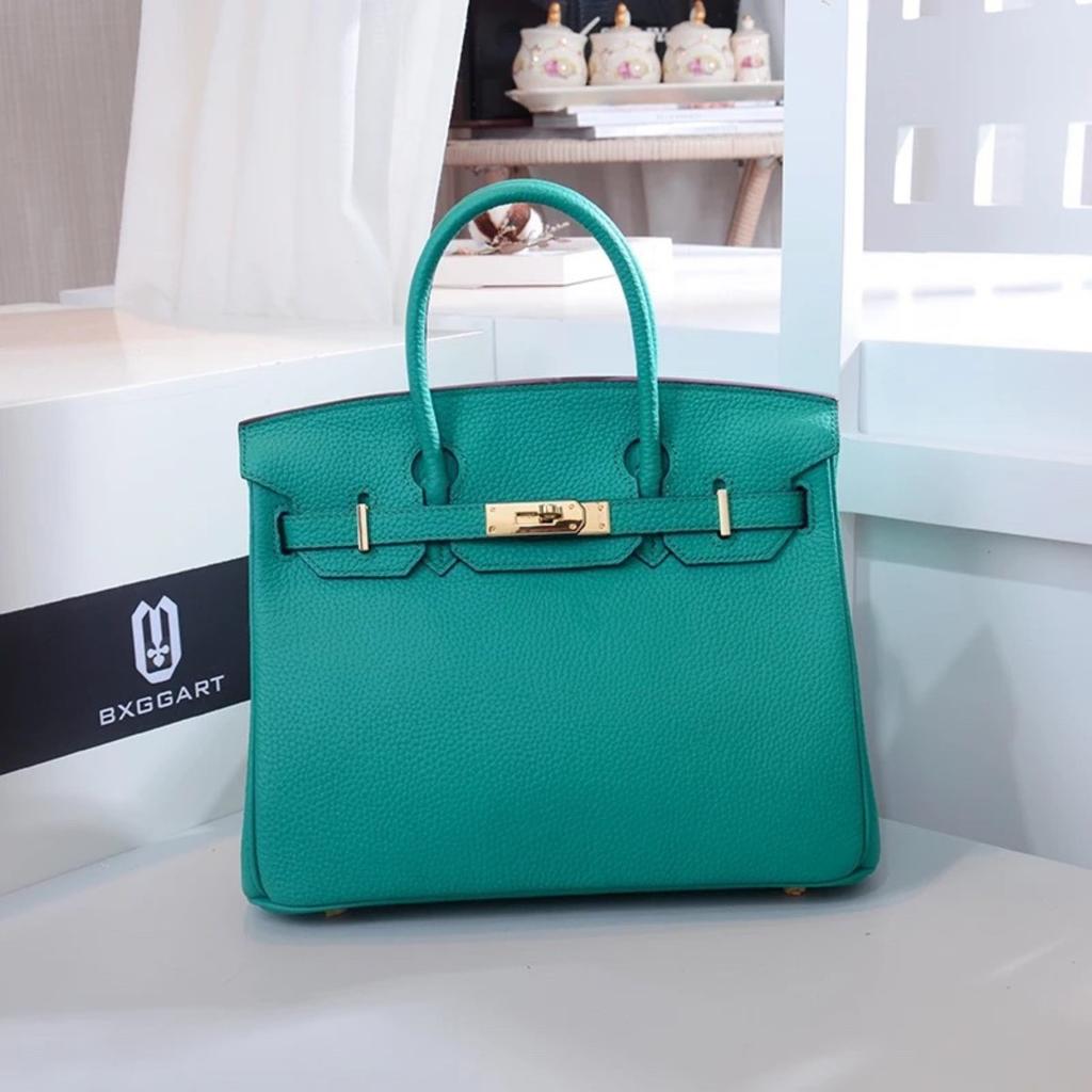 High-quality Version H Home First-layer Cowhide Lychee Pattern Platinum Bag, Portable Shoulder Crossbody Kelly Women's Bag