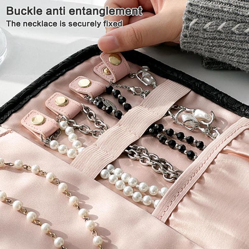 Foldable Jewelry Case Roll Travel Jewelry Organizer Portable For Journey Earrings Rings Diamond Necklaces Brooches Storage Bag