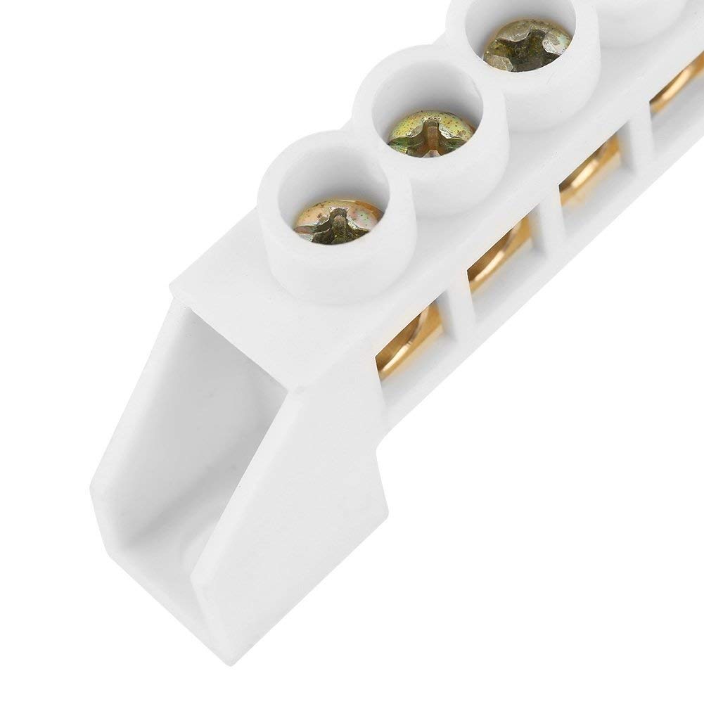 Hilitand 10pcs Terminal Blocks, 7 Hole Bridge Design Electrical Distribution Wire Screw Brass Terminal Block Connectors
