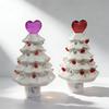 Valentine's Day Resin Tree Night Light Small Lighted Tree with Heart Topper for Bedroom Indoor Home Decor