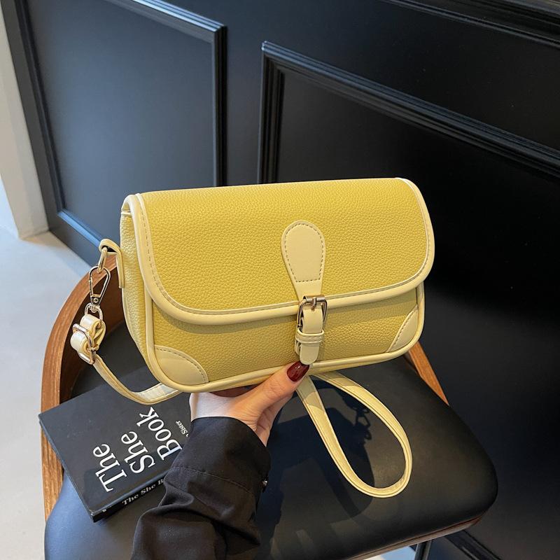 

Летняя новая модная сумка-багет высокого класса, легкая роскошь, контрастного цвета, на плечо, через плечо, трендовая женская сумка жёлтый