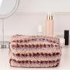 Large Capacity Plush Striped Makeup Bag Vintage Make Up Organizer  Cosmetics Storage