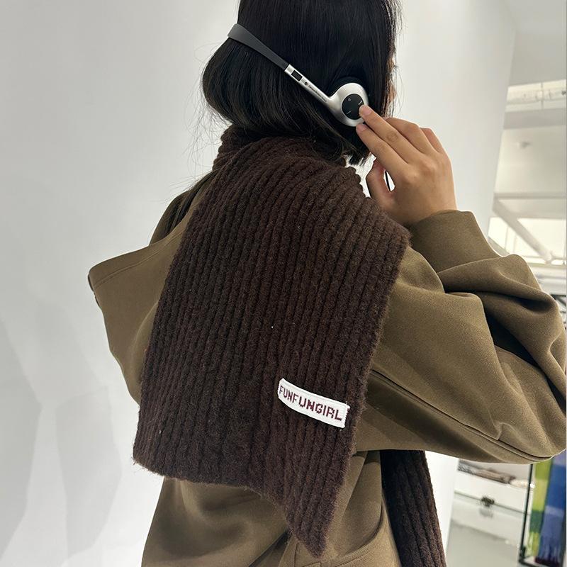 

Spring and Autumn New Classic Solid Color Warm Knitted Wool Scarf Light Luxury Premium Versatile Striped Solid Color Scarf Scarf 24*160CM