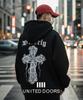 The Doors with a Printed Back and Sporty Cross Dance Matching Working Dog Plus Harajuku Hoodie, Pullover, Pockets, Design, Fall/Winter Gift, Costume,
