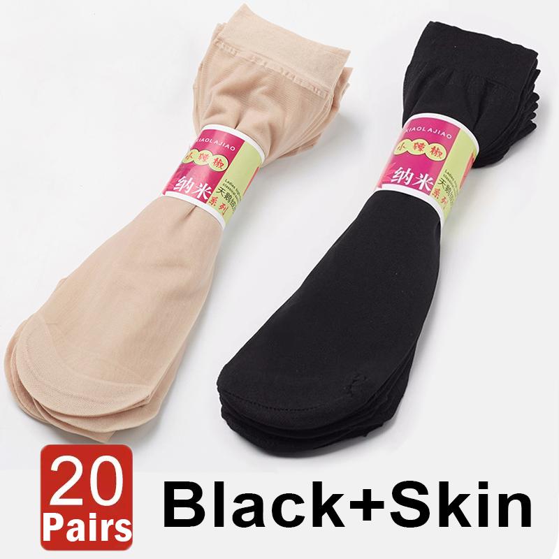 Summer Transparent Crystal Invisible Socks Women Sexy Ultra-thin Breathable Elastic Short Silk Socks Ladies Ankle Socks