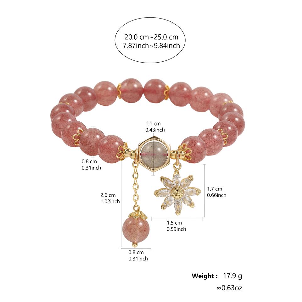 Zakol Cute Romantic Natural Crystal Stone Ball Strand Bracelets For Women Girls Dopamine Crystal Beaded Wristlet Zircon Gifts