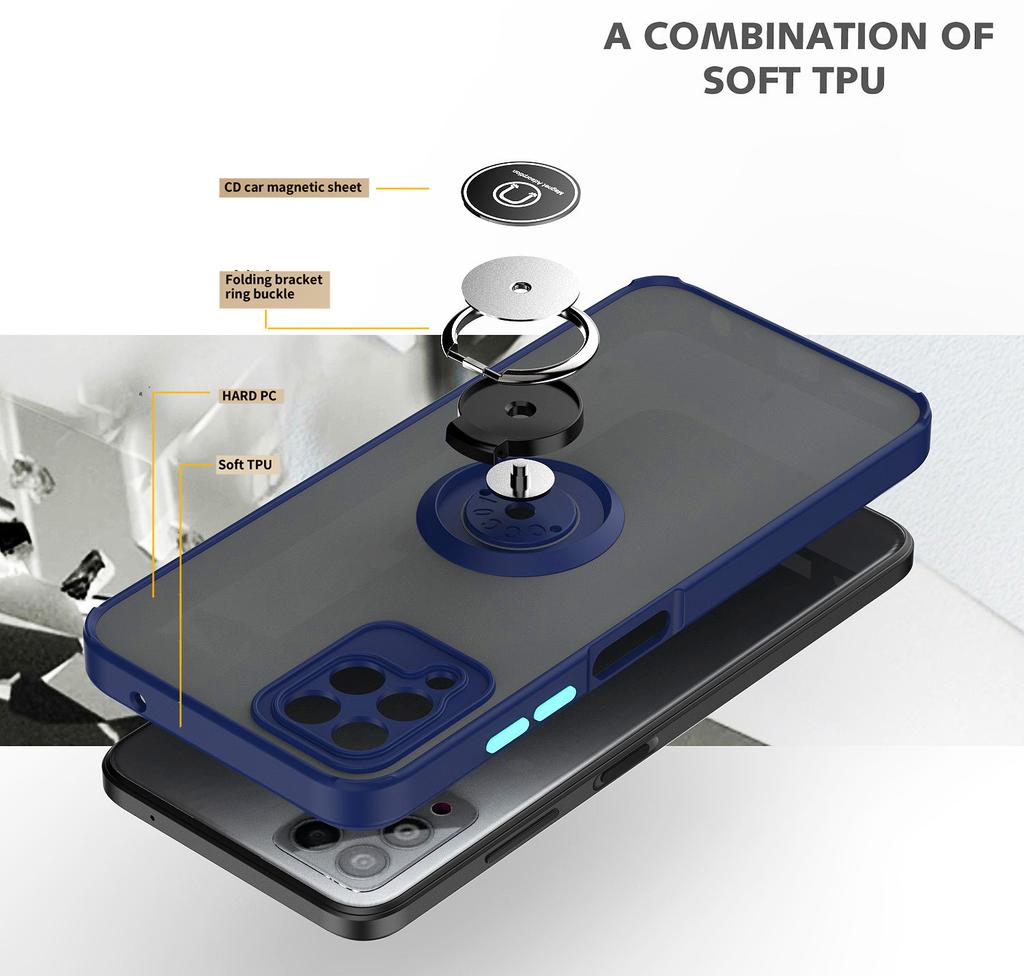 for Revvl V+ 5G Matte Phone Cover,Metal Ring Magnetic Kickstand Shockproof Case for T-Mobile REVVL 6/Revvl 6 Pro