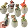 Large Soft Rubber Dinosaur Egg Model: T-Rex, Triceratops, Velociraptor & Pterodactyl Sounding Ornament Toy