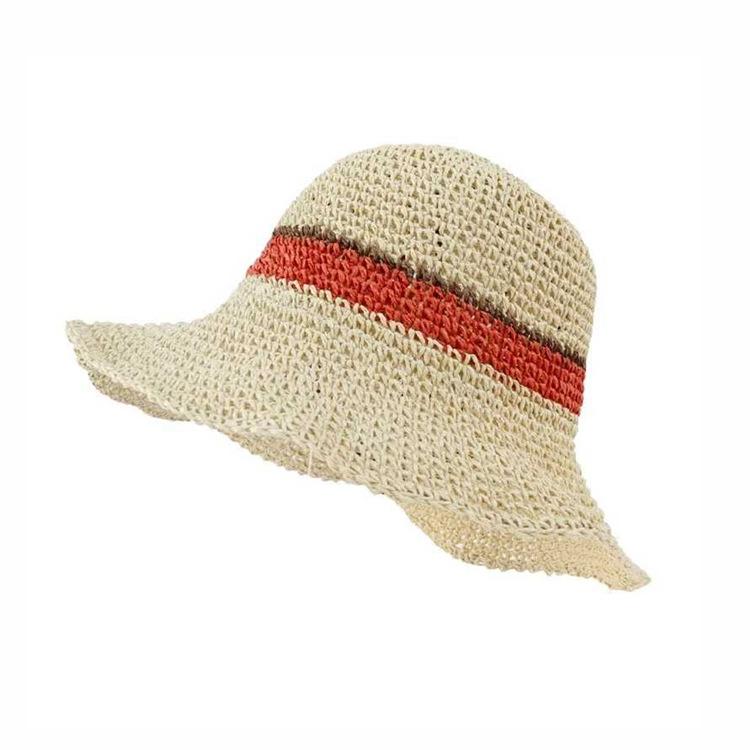 Bucket Hat Flower Versatile Summer Hat Women Beach Outing Shading Sun Protection Straw Hat Woven Material