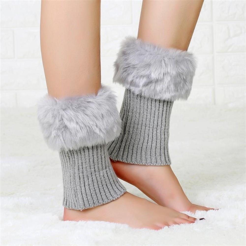 Solid Color Faux Fur Leg Warmers Thick Warm Foot Sleeve Fuzzy Foot Covers  Cosplay Accessory