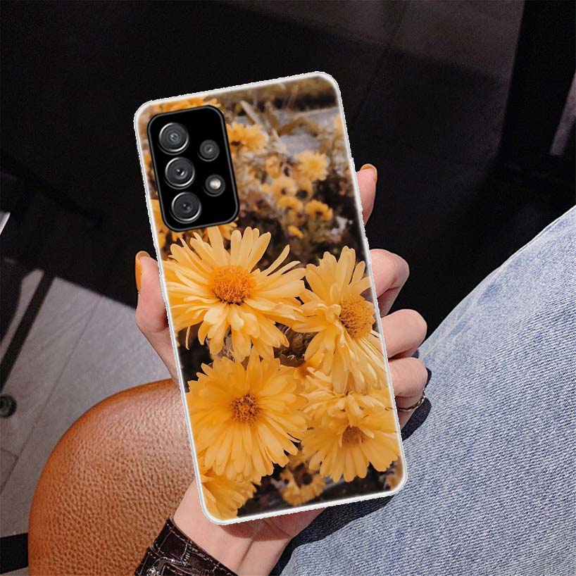Beauty Yellow Sunflower Print Cover Phone Case For Samsung Galaxy A55 A54 A53 A52 A15 A14 A13 A12 A35 A34 A33 A32 A25 A24 A23 A2