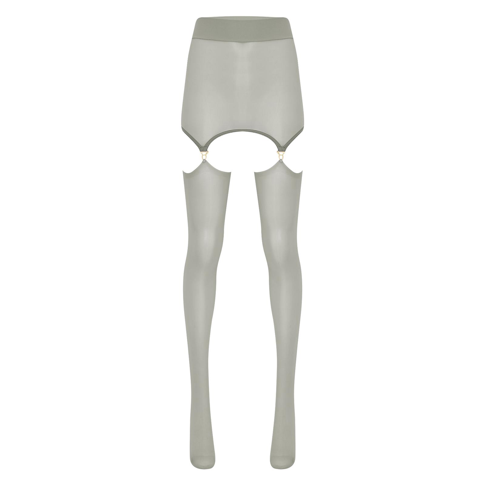 

Жіночі сексуальні колготки з відкритим кроком із затискачами для підв’язок Міні-спідниця з високою талією Панчохи Колготки Костюм Еластичні вузькі легінси One Size сірий