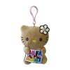 Adorable Cartoon Black Cat Plush Keyring with Surfing Beach Ring Pendant