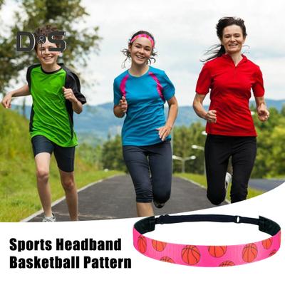 Girls Sports Headband Athletic Hair Band Elastic Headband with Basketball Pattern for Soccer Running Sweatband Sports Accessories