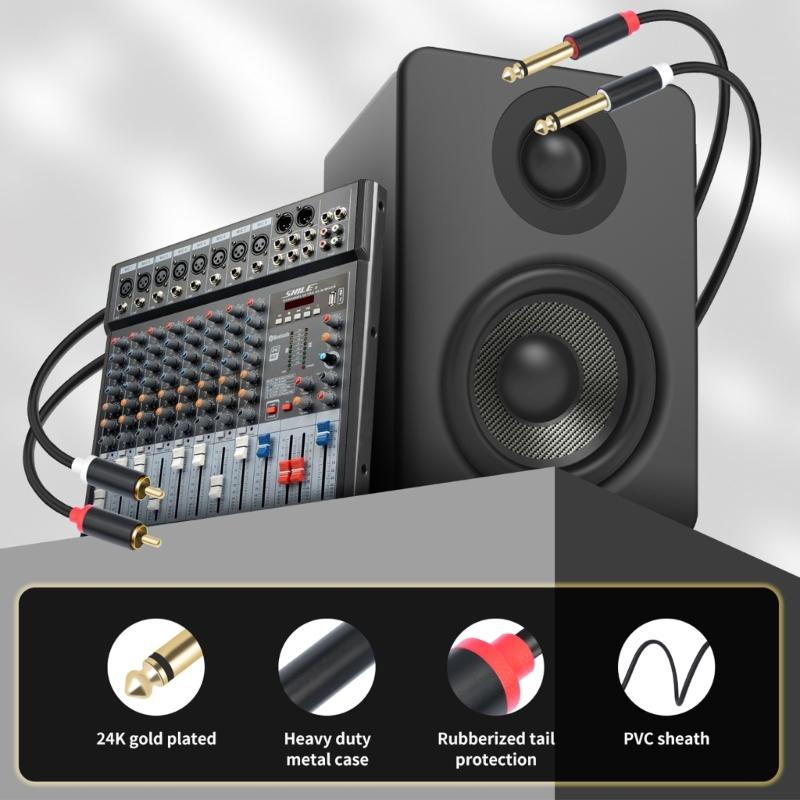 1/4inch To 2RCA Sound Cable 6.35mm To Double 2RCA Insert Cable Y Splitter Cable Bidirectional Interconnection