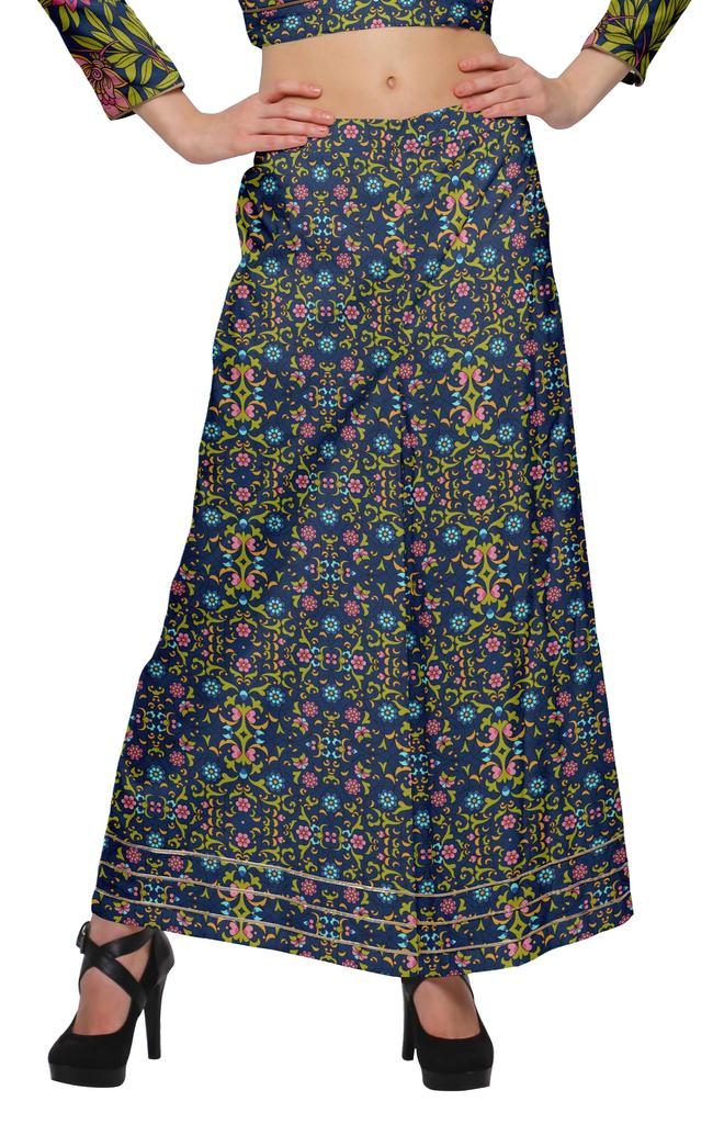 Moomaya Women Crop Top and Palazzo Pant Set Two Piece Printed Ethnic Wear