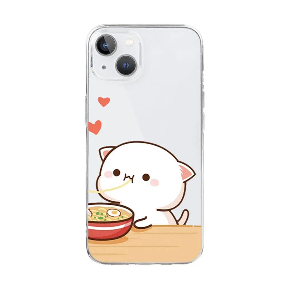 Funny Bunny Bear Couple Phone Case for IPhone 13 14 15 12 11 Pro Max Mini X XR XS MAX 7 8Plus SE2 Cute Animal Clear Paired Cover