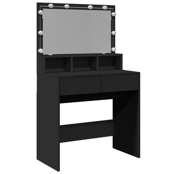 VidaXL Coiffeuse avec LED noir 80x41x134,5 cm, table de maquillage, coiffeuse de chambre à coucher, coiffeuse avec miroir, 848186