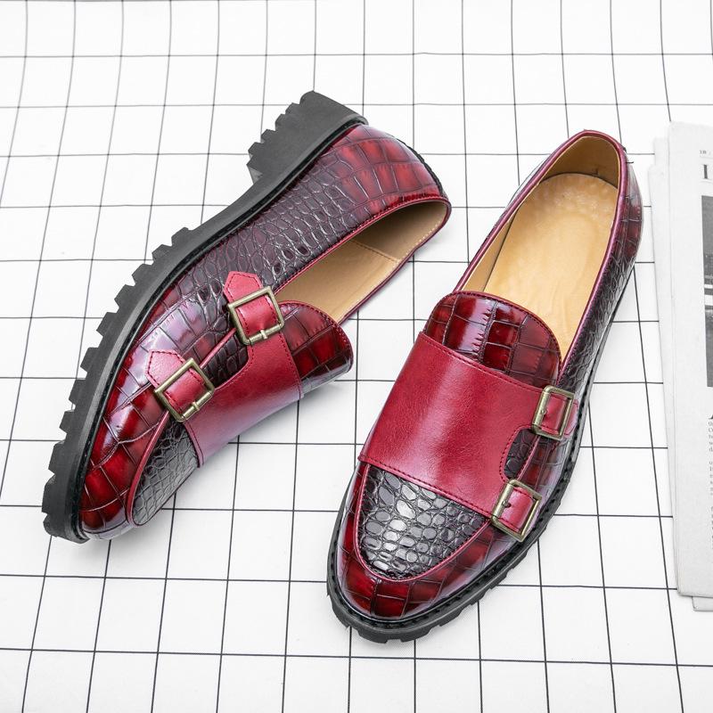Men s Large Size Leather Slip-on Loafers - Year-Round Casual Driving Shoes 44 бордовый