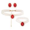 Luxurious imitation pearl crystal Choker necklace Set for Women Fashion Bracelet Earrings Jewelry Set for Wedding Bridal Sets