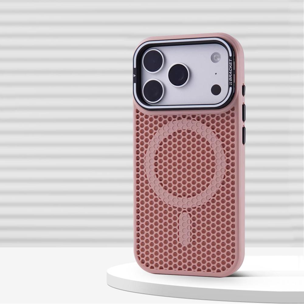 Honeycomb Grid Mesh Cooling for Magsafe Case for iPhone 17 Pro Max 16 15 13 14 12 Plus Alloy Lens Bracket Wireless Charge Cover