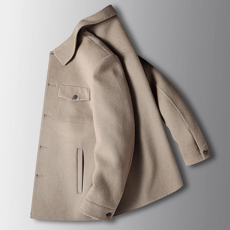 Осенне-зимняя двусторонняя шерстяная рубашка ручной работы — фото 4