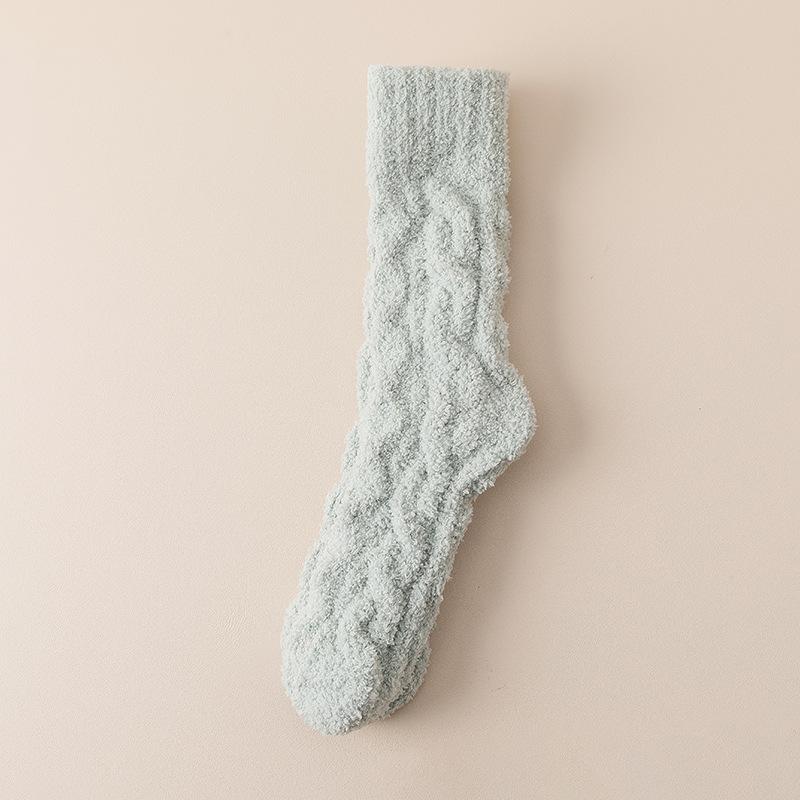 Damen Herbst- und Winter Warme und Dicke Einfarbige Schlaf-Schlauchsocken