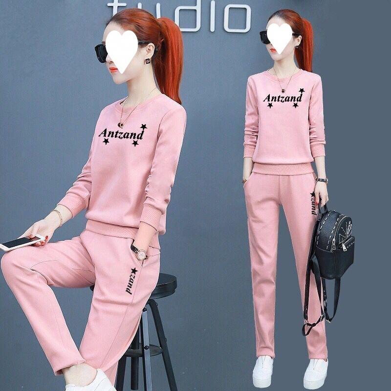 Sportswear Suit for Women in Spring and Autumn Korean Style Loose Fashionable Casual Long-sleeved Two-piece Set