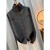 Women Autumn Ladies High Neck Patchwork Knitwear Knitting Single-breasted Knitted Sweater Top