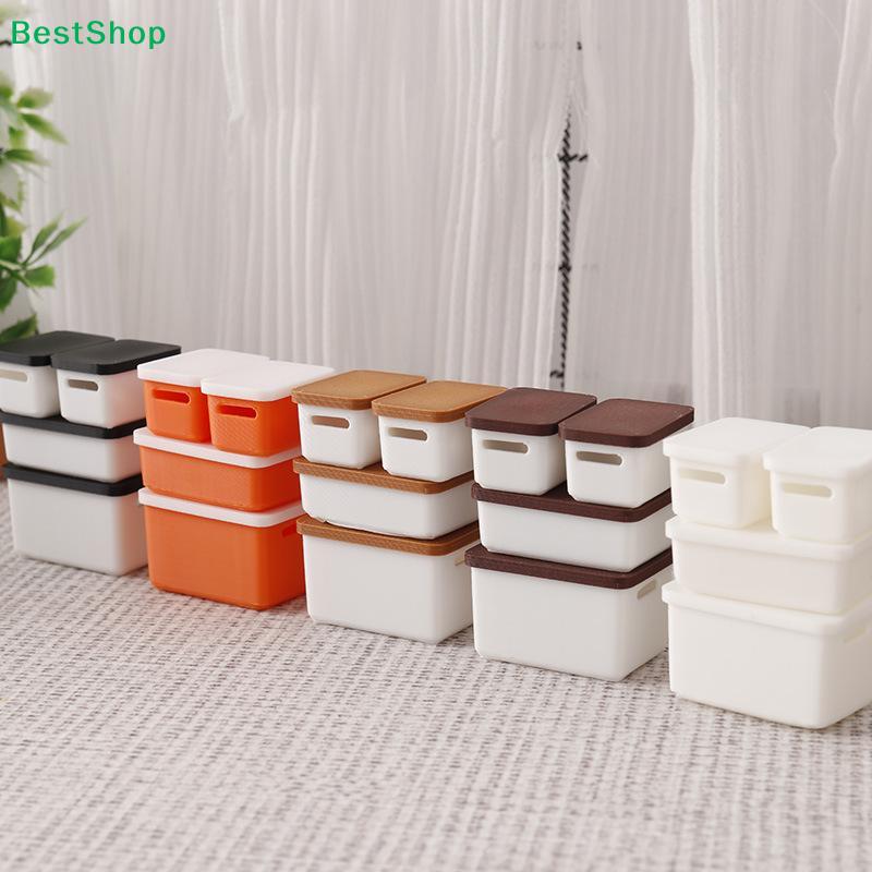 Miniature Stackable Storage Bins Set - Tiny Decorative Organizer Boxes for Dollhouse,1:12 Scale Crafts & Miniature Room Decor