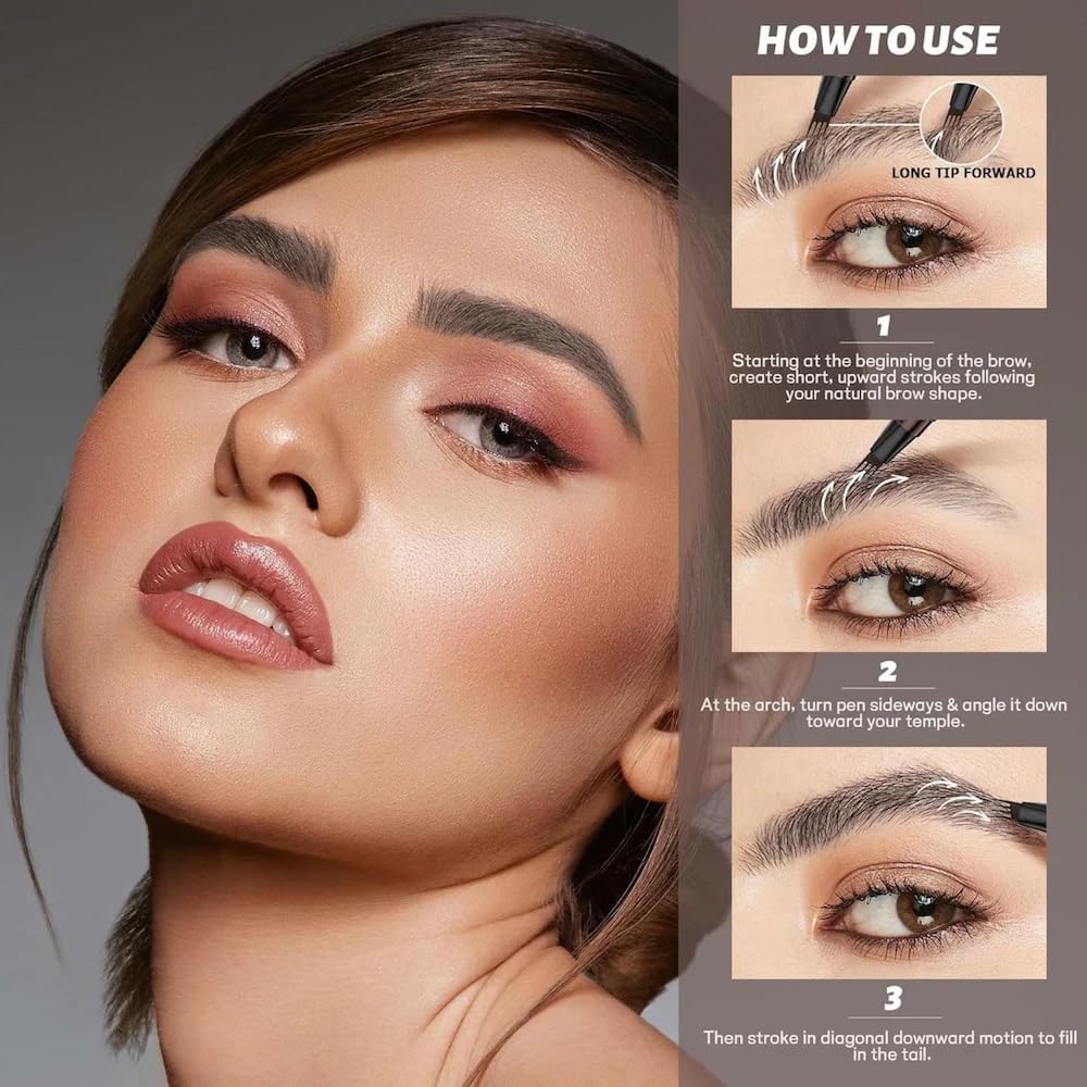 RECLUSE Matita Contorno Sopracciglia 4 Punte per Sopracciglia Naturali | Matita Sopracciglia Microblading con Applicatore a Punta Forchetta | Impermeabile, Lunga Tenuta e Anti-Macchia