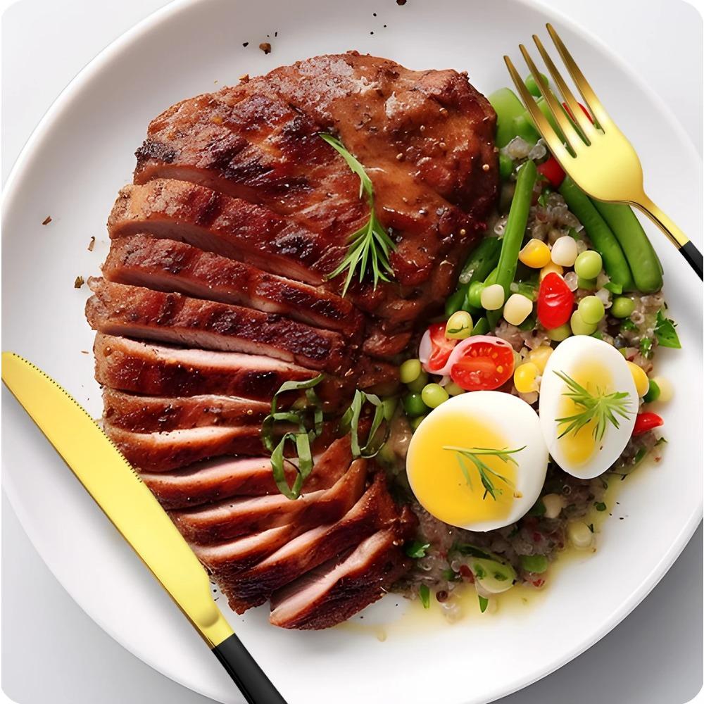 4/16/24pcs Stainless Steel Cutlery Knife, Fork and Spoon Set 1010 Round Handle Cutlery Suitable for Wedding Party Hotel