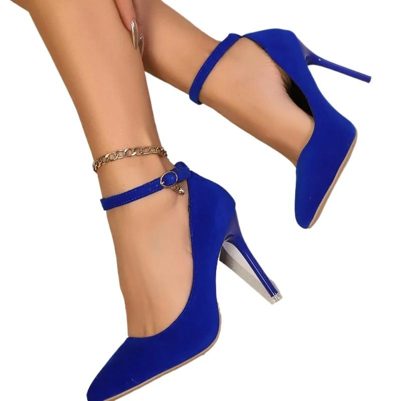 Fashion women's shoes 2024 fashion Shallow Women's High heels hot sale buckle strap solid party Pumps women sexy pointed toe heels women