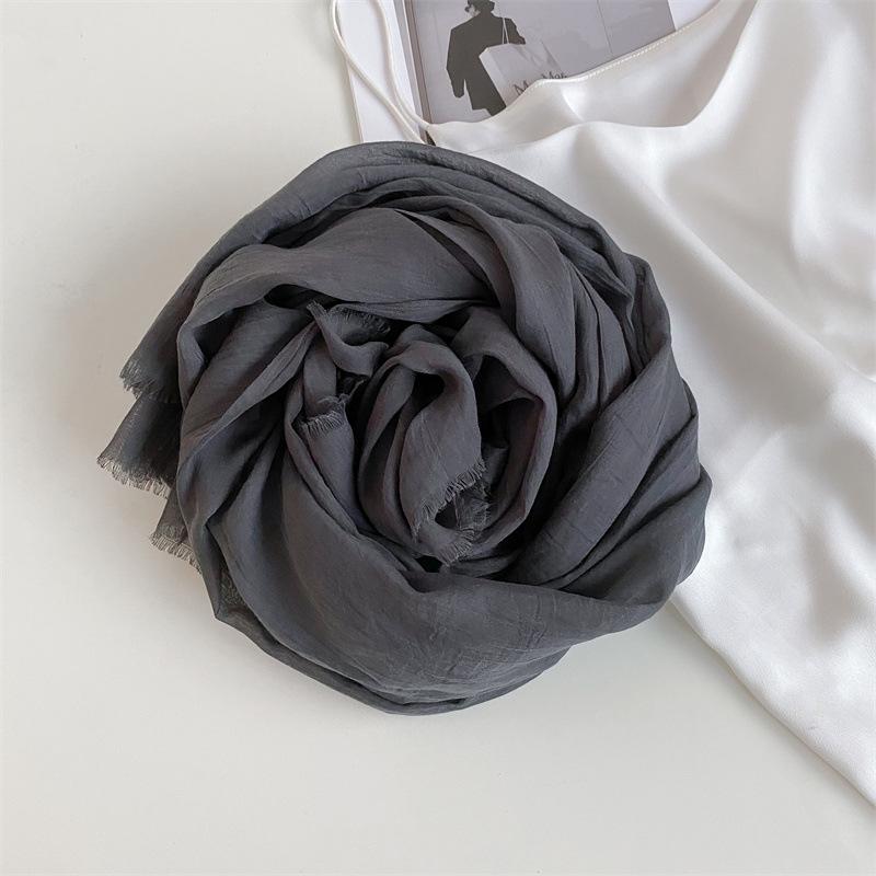 Thin Women's Desert Shawl Color Winning Cotton and Linen Beige Versatile Scarf Xinjiang Travel Sunscreen Scarf