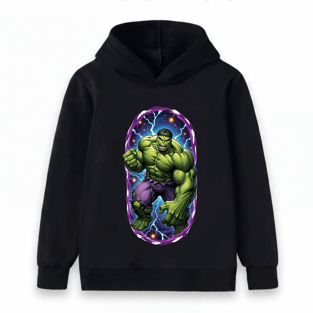 Kids Boys Girls Pullover Hoodie Super Green Hero Print Casual Soft Long Sleeve Hooded Sweatshirt for Children Daily Wear