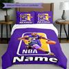 Set copripiumino 3 pezzi (1*Copripiumino + 2*Federe, Senza Nucleo), Set Biancheria da Letto con Nome Personalizzato e Motivo NBA, Regalo Decorazione Camera da Letto