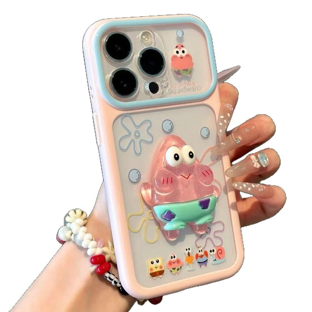 Stereoscopic cartoon SpongeBob SquarePants Apple 11promax mobile phone case iPhone11Pro/11plus all-inclusive starry sky
